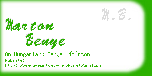 marton benye business card